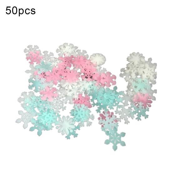 

50 шт. Светящаяся наклейка Привлекательная Уникальная форма Пластиковая Декоративная Потолочная Снежинка Флуоресцентная наклейка для дома