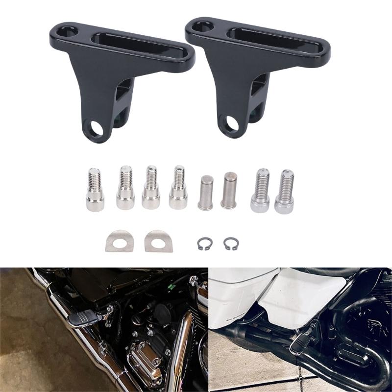 Motorcycle Rear Footrest Bracket Pair Replacement Set with Metal Passenger Peg Mounts and Installation Hardware for Highway 93-23 Models