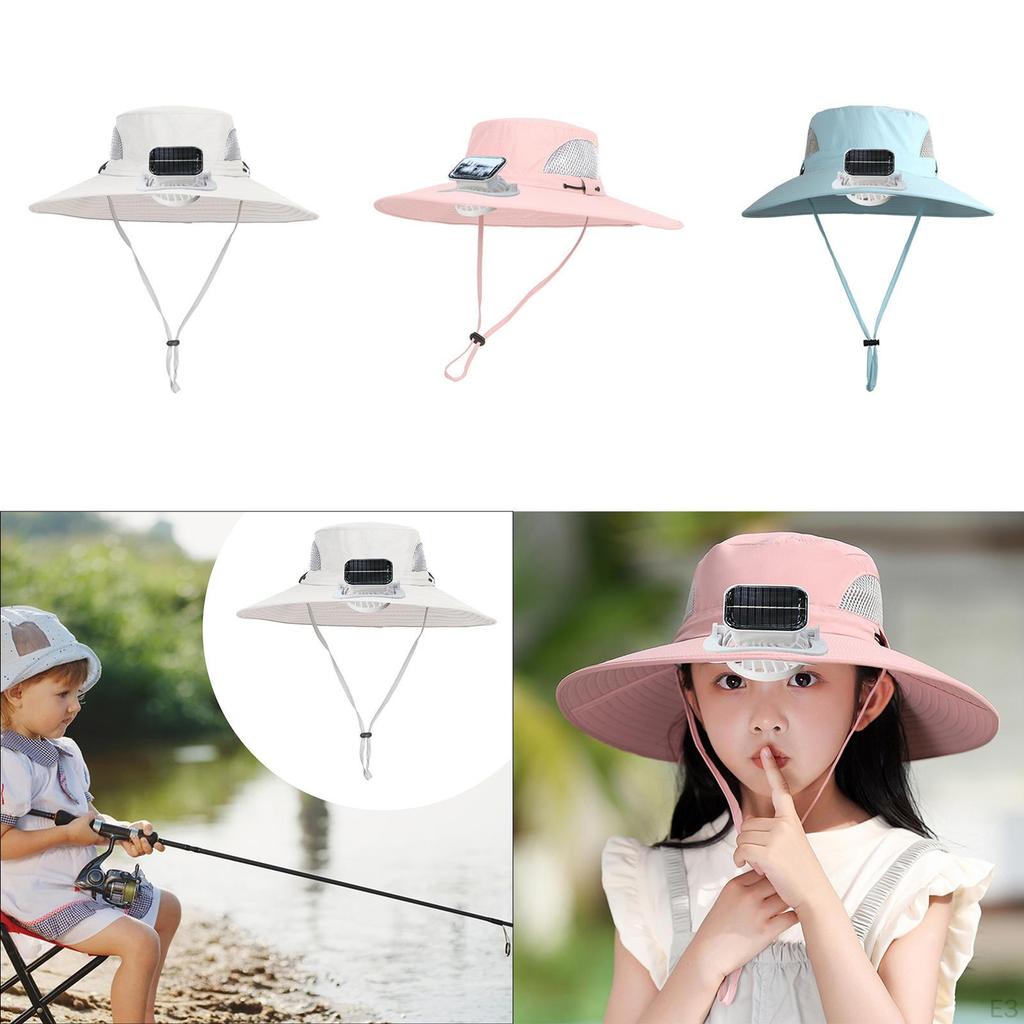 Kids Solar Fan Sun Protection Hat Breathable Cooling Rechargeable for Summer