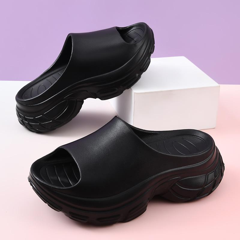 Platform Slippers Women's Summer New Fashion Outer Wear Heightening Cool Slippers Beach Fashion High Heel One-word Drag Women