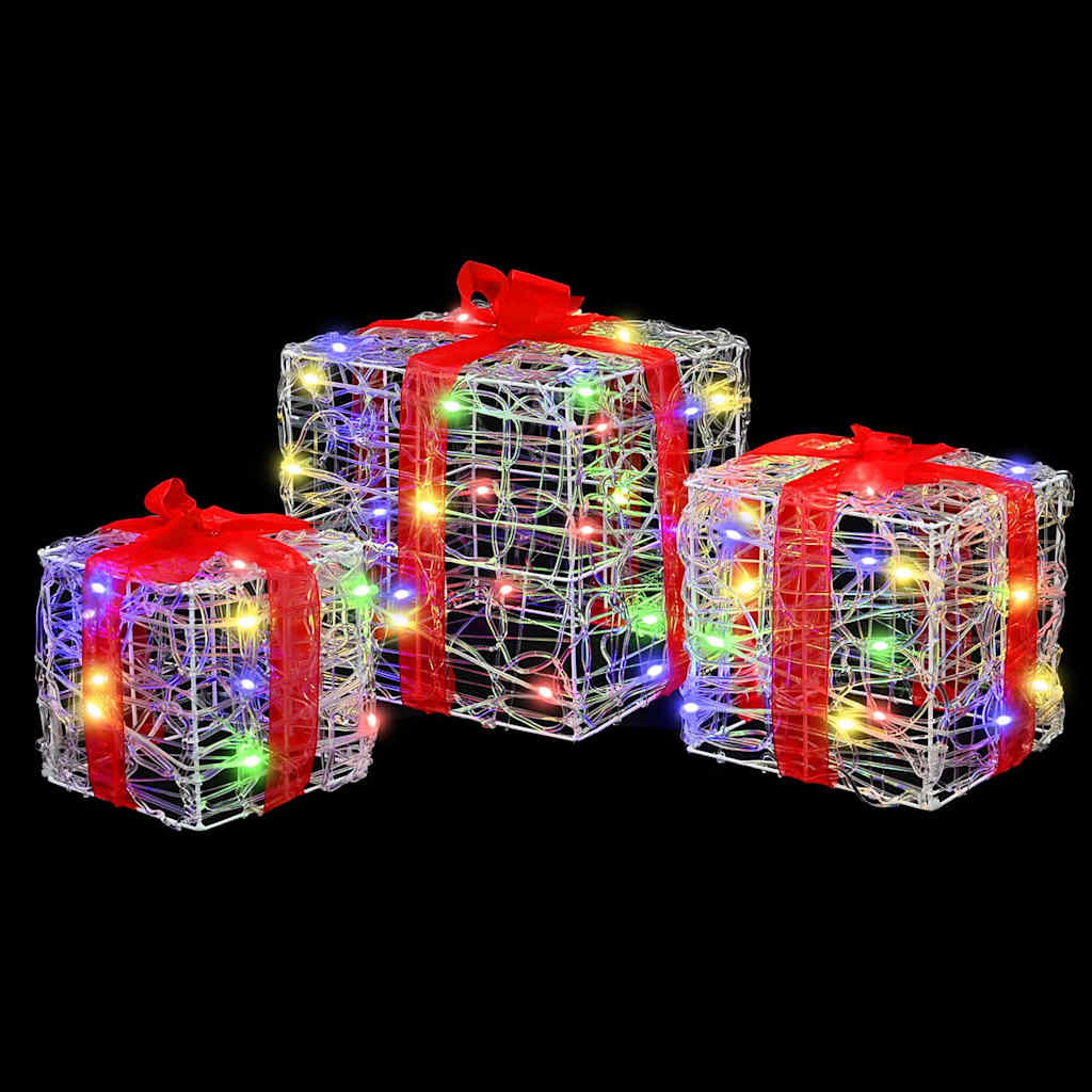Gift Box with 60 LEDs 3 Pcs Multicolor 20 X 20 X 20 Cm Acrylic