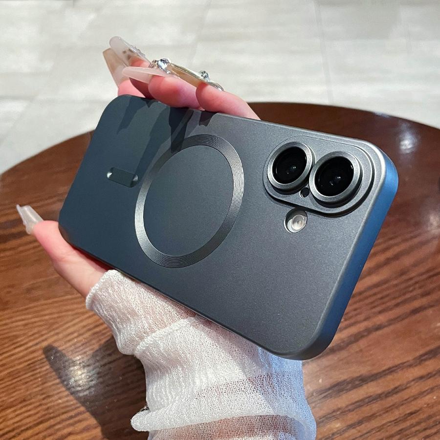 

Роскошный металлический чехол-бампер с магнитной беспроводной зарядкой для iPhone 16 Pro Max 16 Plus iPhone 15 Pro 14 Plus 13 12 11 iPhone 16 серый