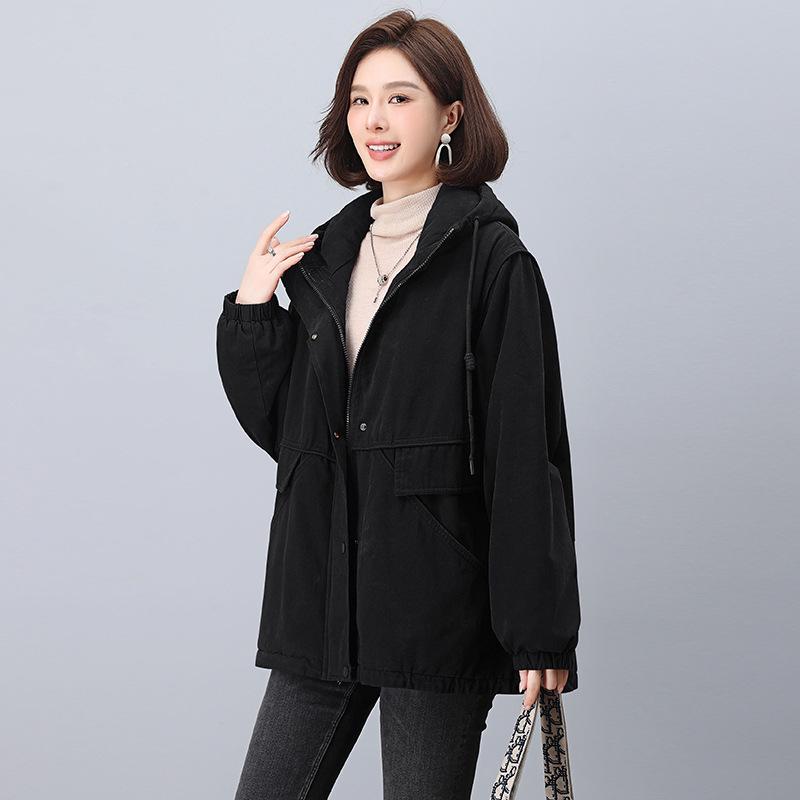 Women's 2024 Winter Fleece-Lined Thick Cotton Parka - Korean Style, Loose Fit for Mid-Aged Moms