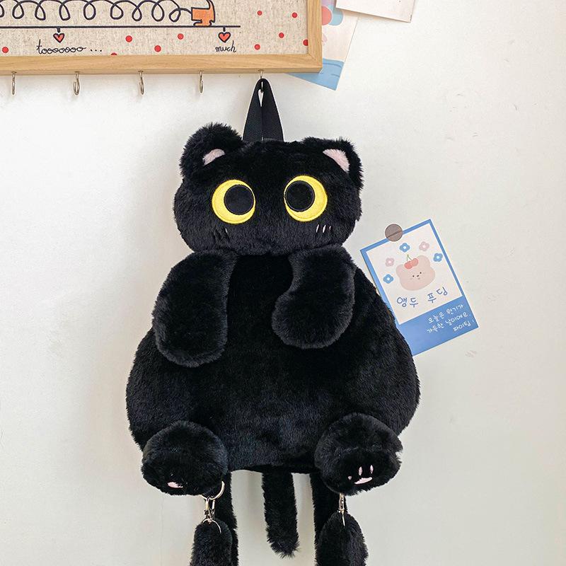 Kawaii Katzen-Spielzeug mit großen Augen für Kinder, Film-Plüsch-Rucksack, niedliche große Rucksäcke mit Stofftieren, für Jungen, Mädchen, Damen, weicher Rucksack, Geschenke