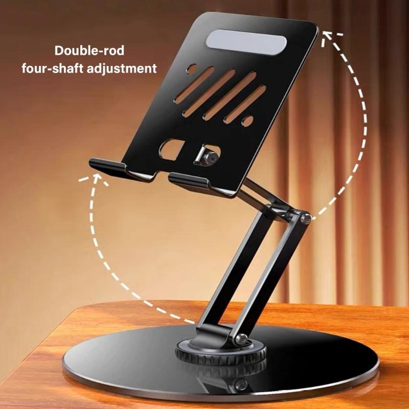 Aluminium Metall Tablet Ständer Halter mit 360 Grad drehbarer Basis Verstellbar Geeignet für Videokonferenzen Film schauen