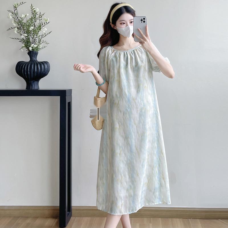 Elegant 2026 Summer Printed Maternity Dress M