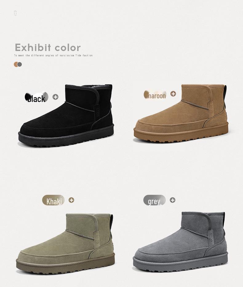 Northeast Men's Winter Short Boots: Warm, Fur-Lined, Cotton Snow Shoes for Outdoor Cold Resistance