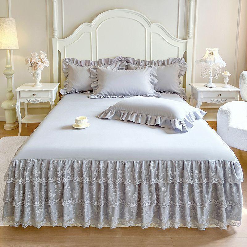 3pcs Aesthetically Pleasing Bed Skirt,Suitable for All Seasons - Hotel-Grade Mattress Protector, Perfect for Bedroom And Guest Room Decor