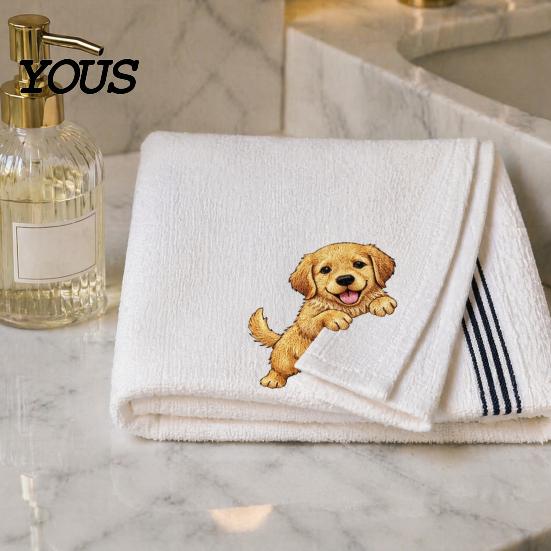 Cute Kitchen Decor Puppy Tea Towel, Embroidered Corgi Dachshund Dish Absorbent Accessories for Dog Owners Quick Dry Hand Towel Lovers Bathroom