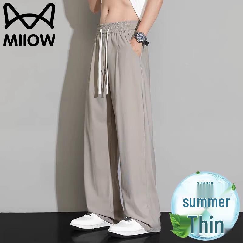 MaoRen Men s Ice Silk Straight Casual Pants M
