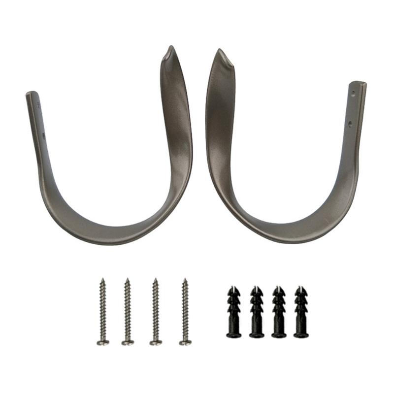 

Fashionable Metal Curtain Holdbacks 2Pieces Wall Mount Drapery Tiebacks Curtain Hooks Enhances Your Window Treatments серый