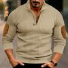 Men's Hoodless Sweatshirt Casual Relaxed Color Long Sleeve Stand Button Design For Comfortable And Winter