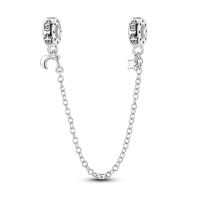 Authentic Copper Linked Hearts Christmas Tree Safety Chain Fit Original Bracelet Diy Charms For Jewelry Making