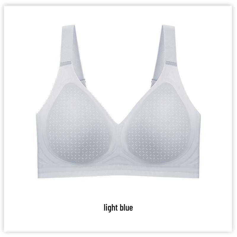 

Ультратонкий бесшовный спортивный бюстгальтер большого размера с защитой от провисания и боковой поддержкой 2XL 40/90 for 140-160 jin CDE cups светло-синий