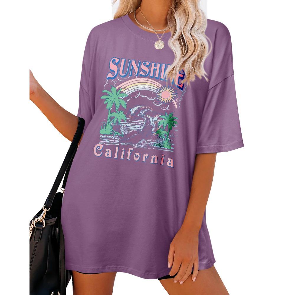 

Женская свободная футболка с коротким рукавом и круглым вырезом, напечатанная буквами XXL фиолетовый