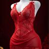 European and American Perspective Sexy Lingerie Mesh Lace Temptation Bow Suspender Pajamas Women