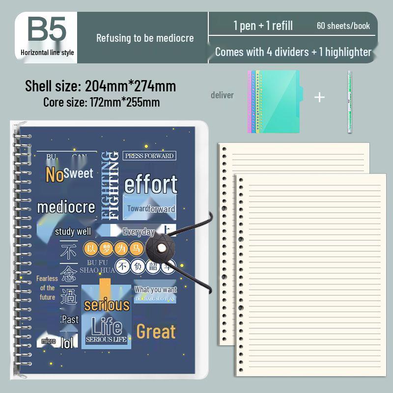 B5 Detachable Coil Ring Binder Thickened Notebook - High Aesthetic Ins Style