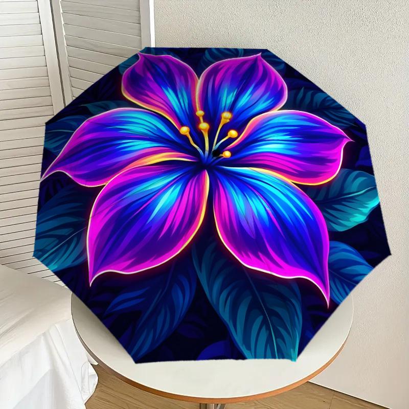 

1pc Neon Floral Mandala Umbrella with Plastic Handle,Suitable for All Seasons Home Travel Outdoor UmbrellaDD1135