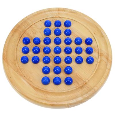 We Games Solitaire din lemn masiv cu bile de sticlă albastră