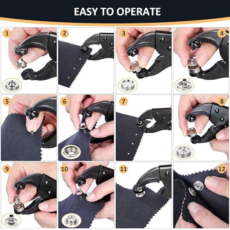 Snap Fastener Tool Set Snap Fastener Pliers Adjustable Snap Setter Snap Install Tool Pliers for Replacing Tarps