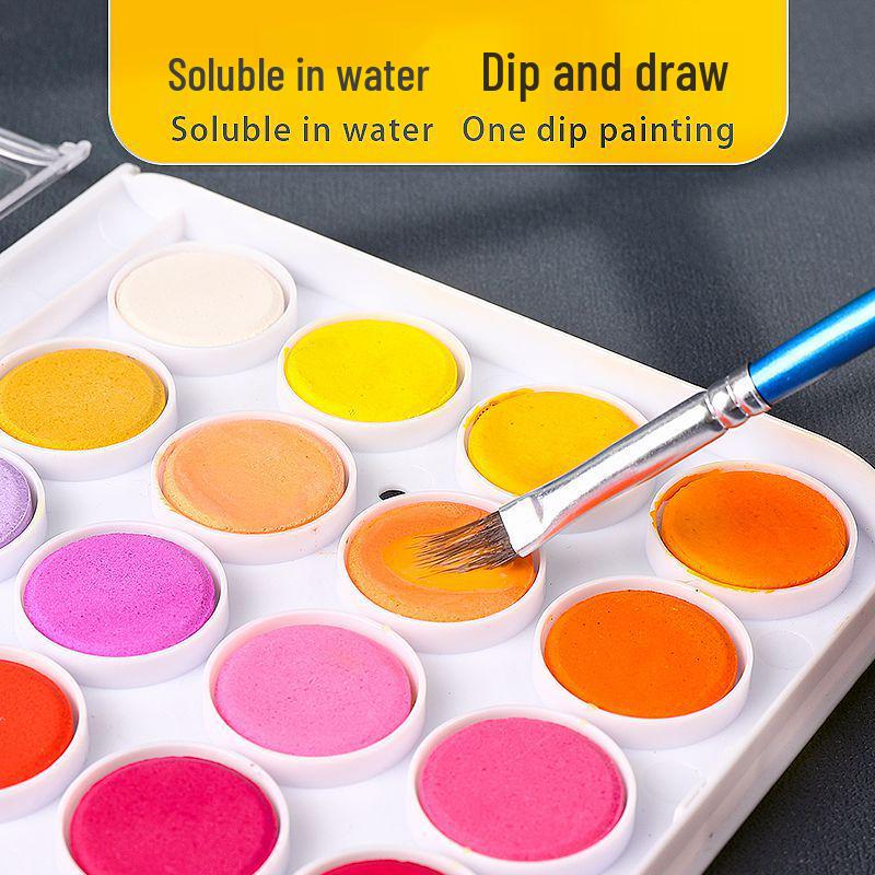 Huiyi Children's Watercolor Paint Set - 24/36 Colors Solid Powder Cakes