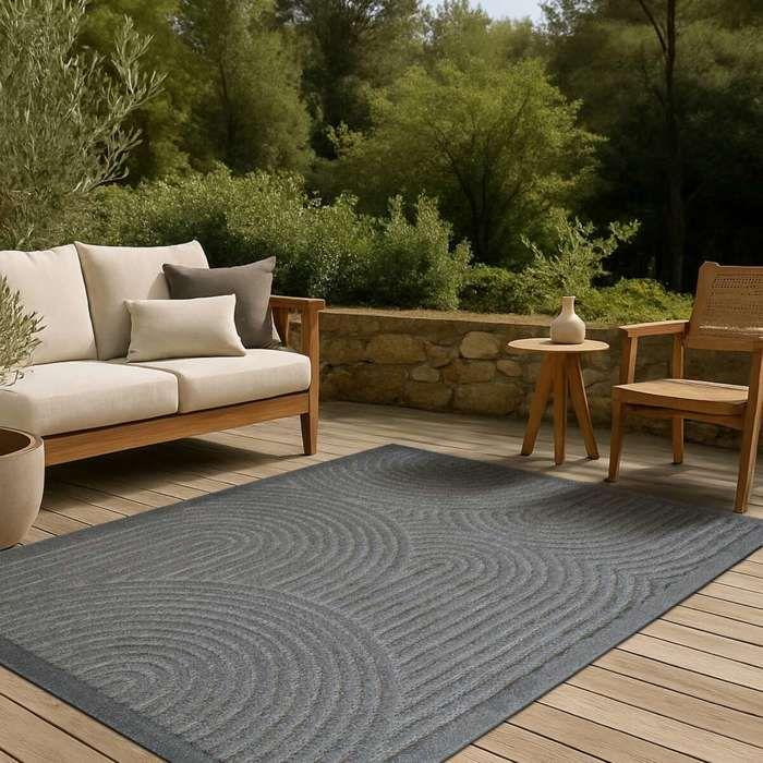 Tapis salon arc en ciel en relief gris 160x220