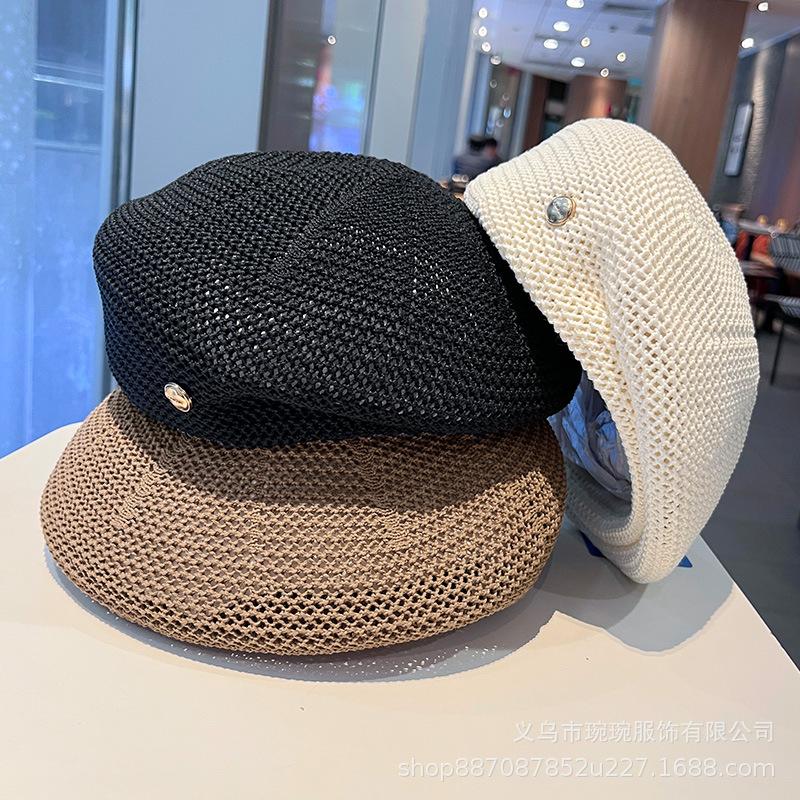 Beret women's summer simple small standard casual thin breathable painter hat trendy round face showing small face out of the street bud hat