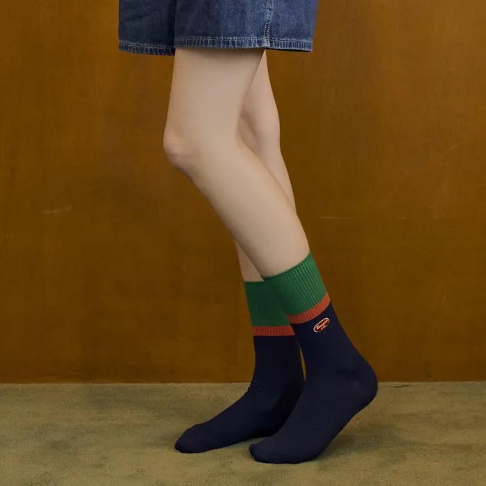 [Banana Sisters/26SS] Jackie Block Rib Logo High Crew Socks 2 colors