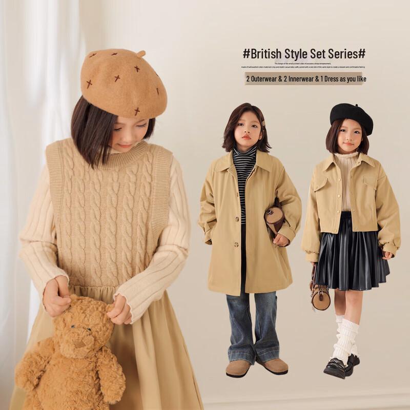 LUSON Комплект куртка-ветровка и платье для девочек на осень/зиму 140