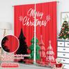 2pcs 2D Flat Printing Merry Christmas Popular Window Curtains Merry Christmas Trees Buffalo Plaid 100% Polyester Fabric Without