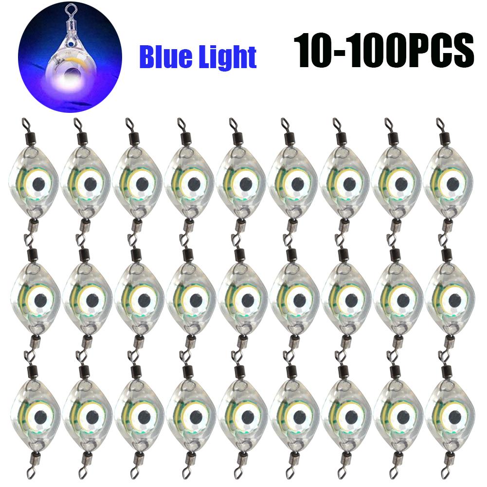 50-10 Stück LED Fischanziehlicht Augenform Angelköderlicht Unterwasser Augenform Angeln Tintenfisch Angelfutter Leuchtende Köder