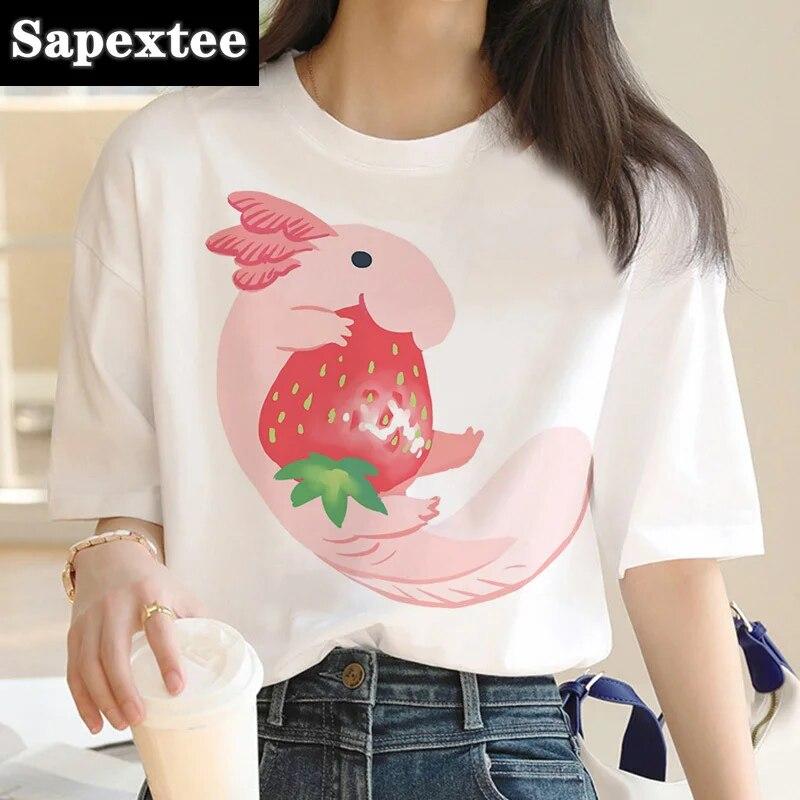 Ajolote Axolotl tricou haine feUnisex kawaii vintage y2k haine imprimeu cuplu haine unisex tricou tumblr estetic
