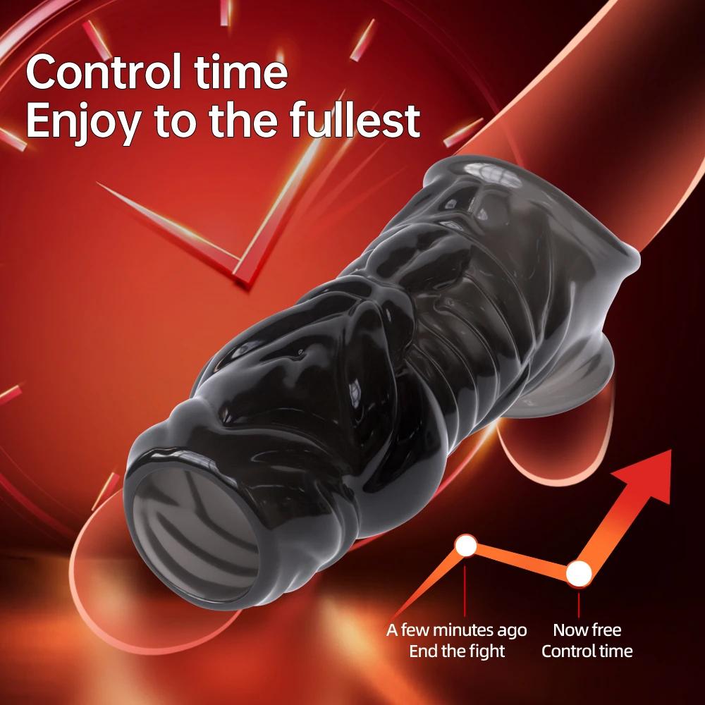 Opakovaně použitelný prodlužovač penisových rukávů Dick Glans Kondom Sexuální hračky pro dospělé Pro muže Páry erekční kroužek Oddálení ejakulace Sex Shop