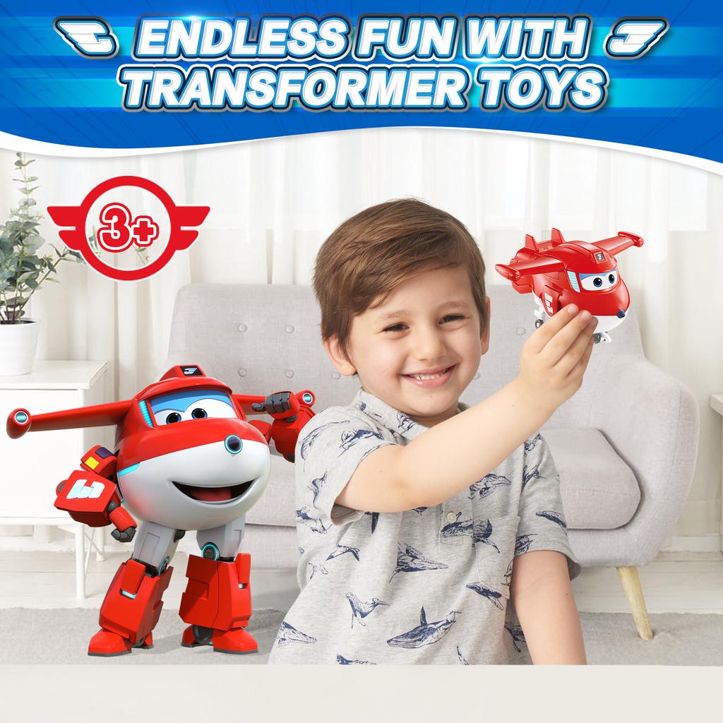 Super Wings S8 5 Calów NOWY JETT Transformujące Odkształcenie Transformuje się z Samolotu w Robota w 10 Krokach Figurki Akcji Zabawki dla Dzieci