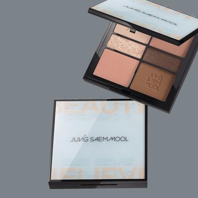 JUNGSAEMMOOL paleta de sombras para olhos 3 tipos + pincel mini, marrom avermelhado + conjunto de pincéis, 1 peça