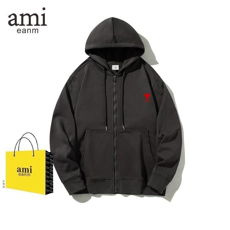 Frühlings- und Herbst-Reißverschluss-Hoodie mit gesticktem Herz für Herren - Trendige Freizeit-Plus-Samtjacke, Kleidung für Paare L dunkelgraue