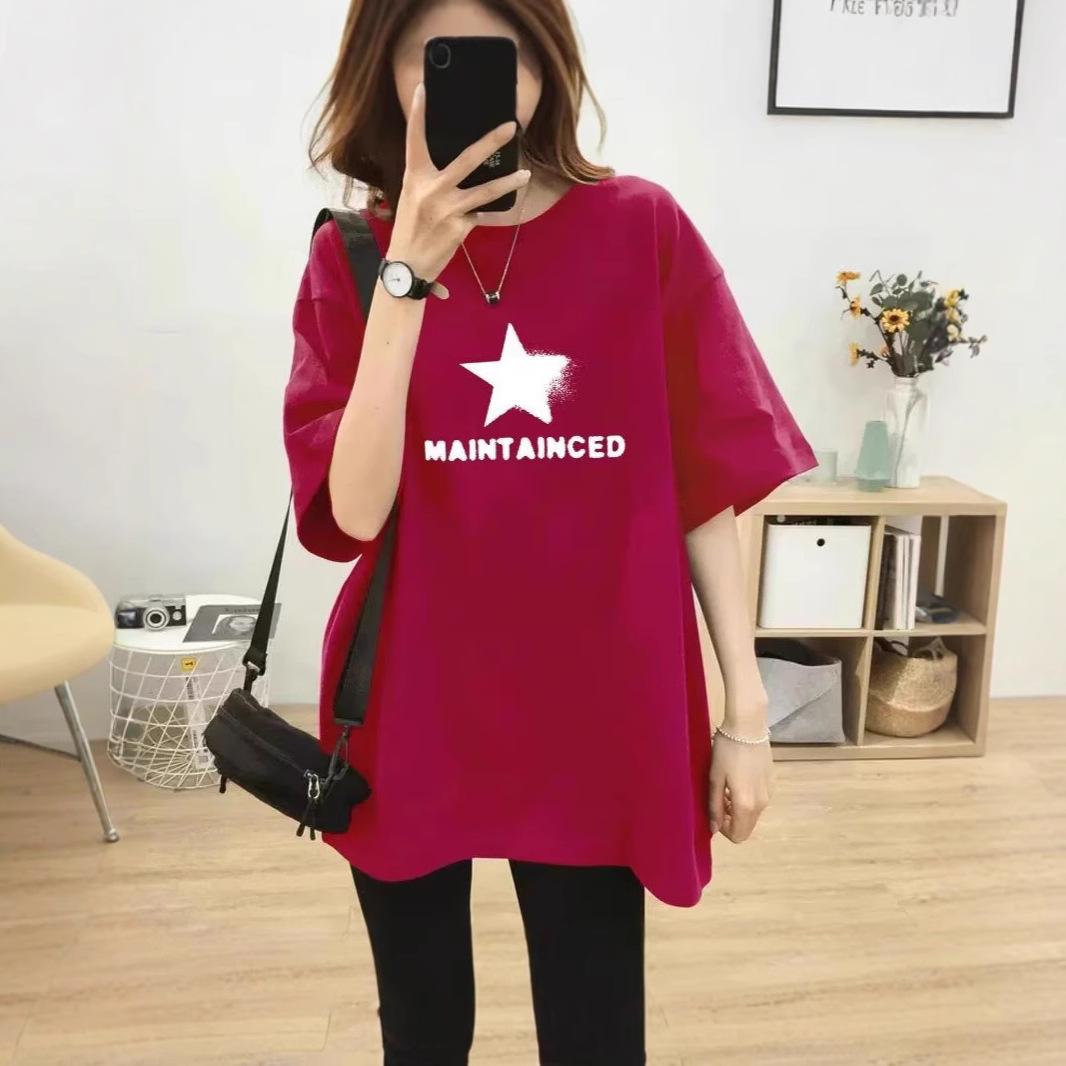 

2025 Women s European Pure Cotton Short-Sleeve T-Shirt: Loose Fit, Summer Style Medium красный