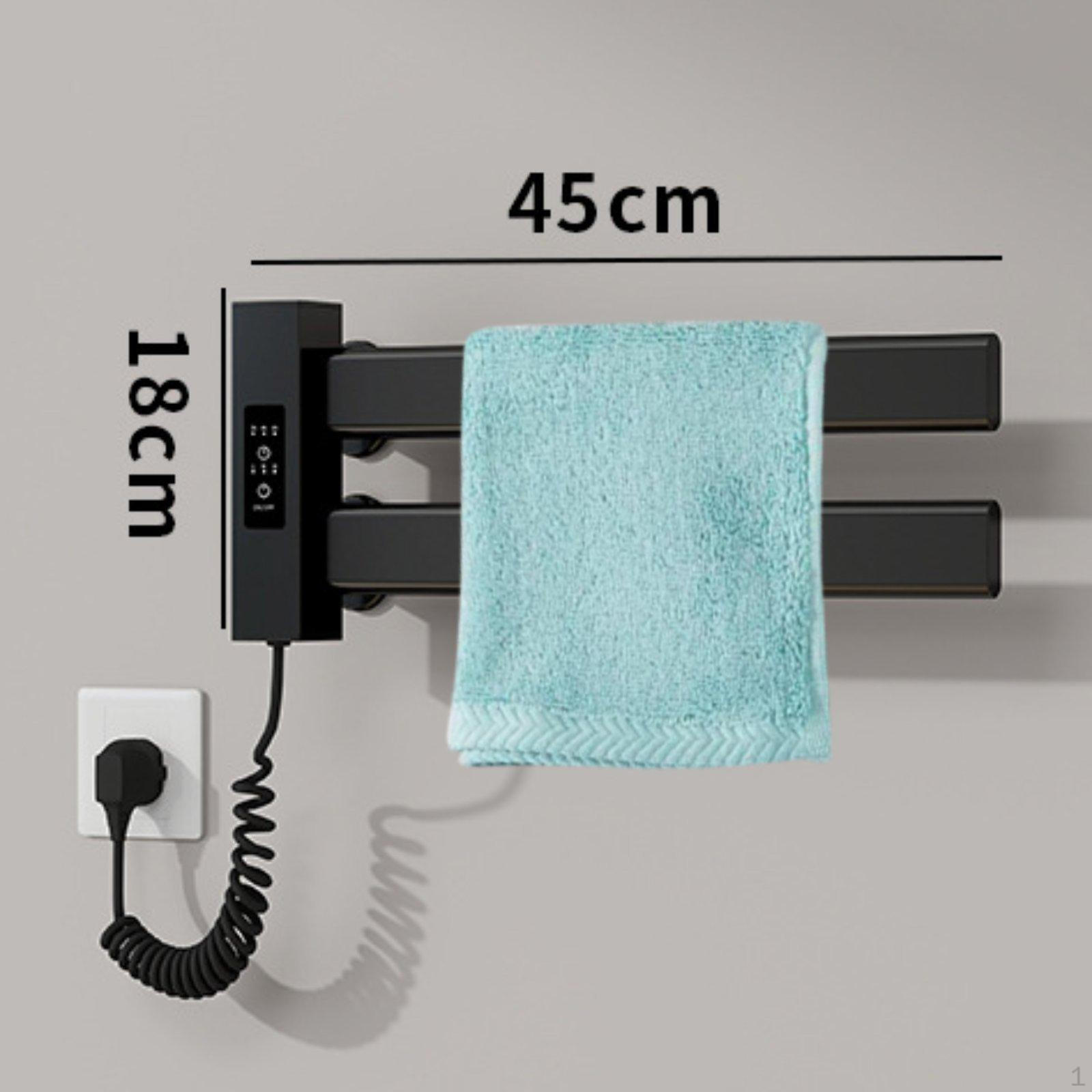 Electric Heated Towel Rack Smart Temperature Control Warming for Shower black чёрный