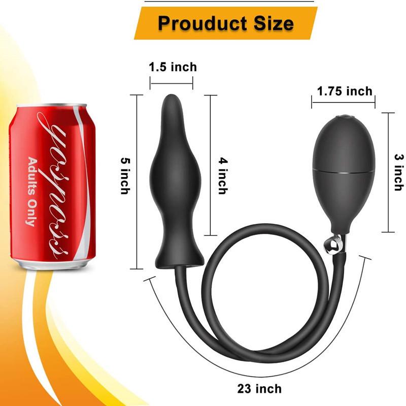 Extra Long Silicone Beaded Inflatable Anal Plug Toy