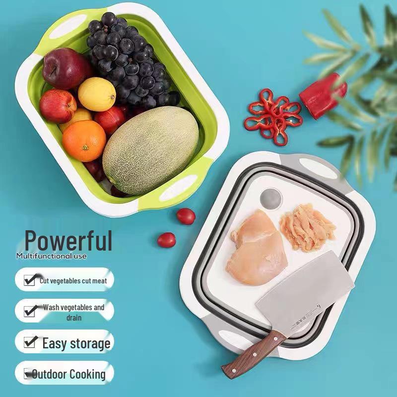 Foldable 6-in-1 Food Grade Cutting Board & Basin with Drainer