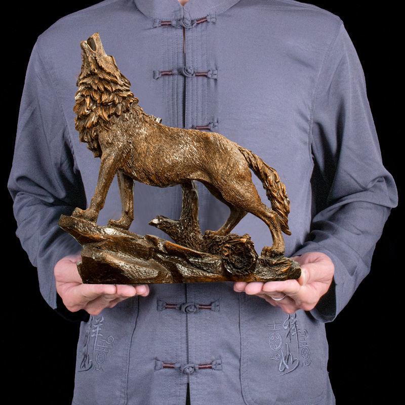 Chinese Style Carved Wolf Ornaments Handicrafts Home Decor Living Room TV Wine Cabinet Foyer Office Decoration