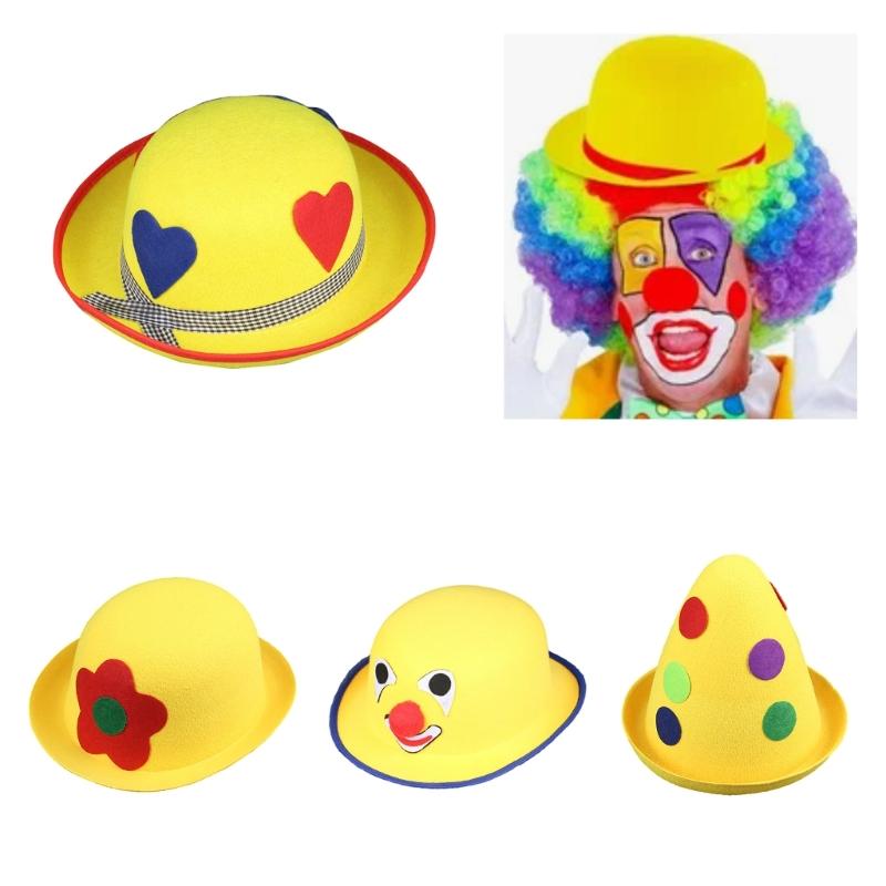 Amusement Park Clown Hat Carnival Men Circus Vintage Hat Party Flat Top Show Style Top Bonnet Men Cosplay Party Hat