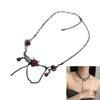 Gothic Style Dark Red Zircon Necklace with Black Tassels Trendy Collarbone Chain Unique Neckchain Fashion Jewelry