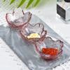 Unique High-quality Thick Glass Cherry Blossom Dish Creative Design Pink Household Seasoning Dipping Dish Bowl Tableware Set