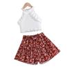 Girls' Fashion Set Summer Children's Halter Lace Sleeveless Short Top Floral Shorts Set