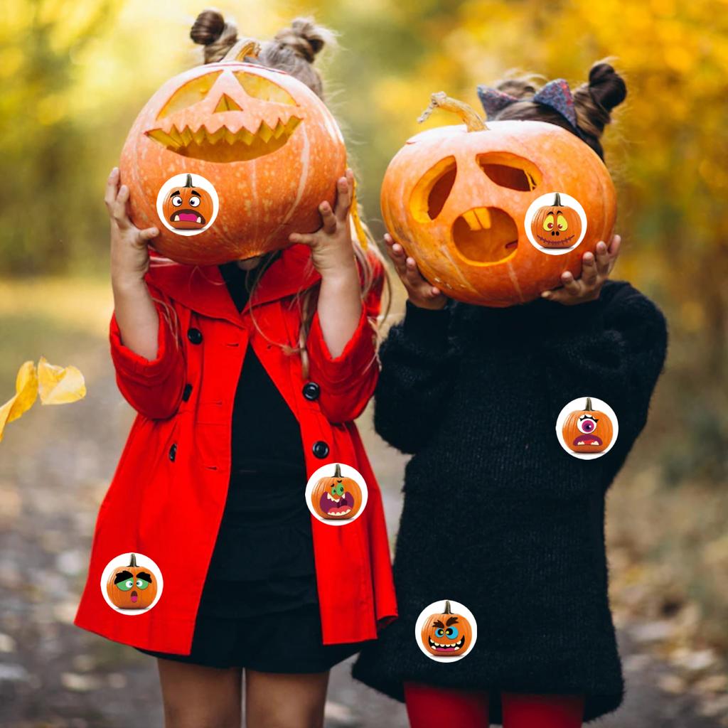 500 Pieces Halloween Pumpkin Stickers Halloween Pumpkin Roll Stickers 8 Designs Halloween Pumpkin Face Stickers for Kids Hallowe