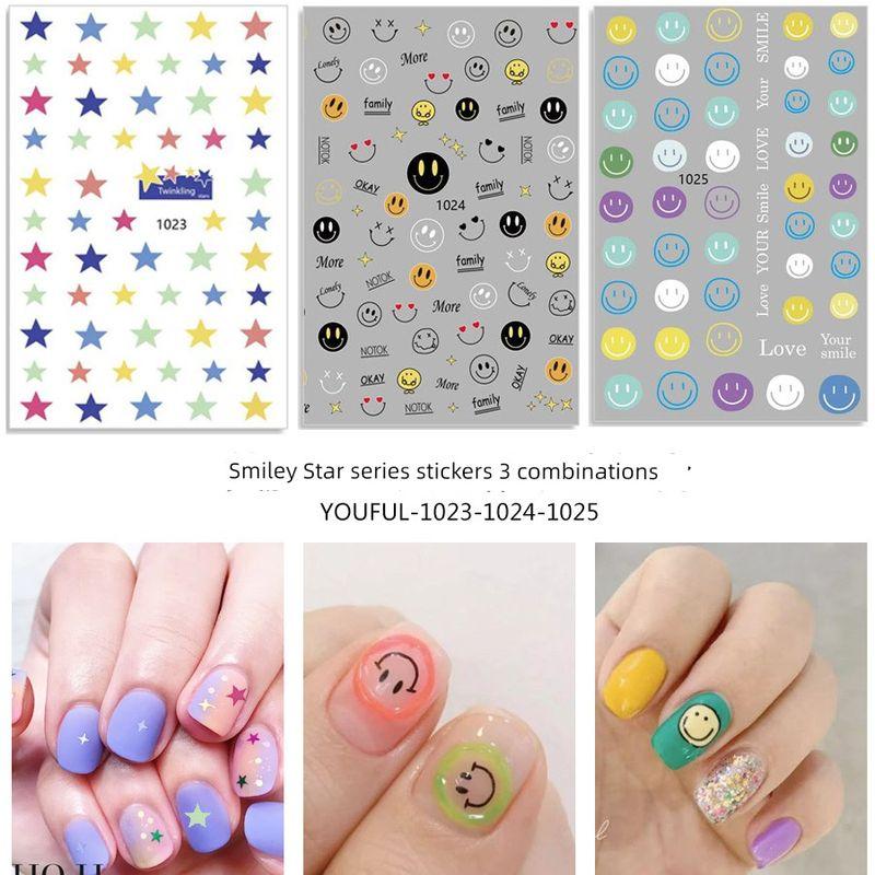 Internet Celebrity Peach Heart Nail Stickers Fresh White Heart Asterism Decals Fingernail Decoration Stars Heart Heart Stickers