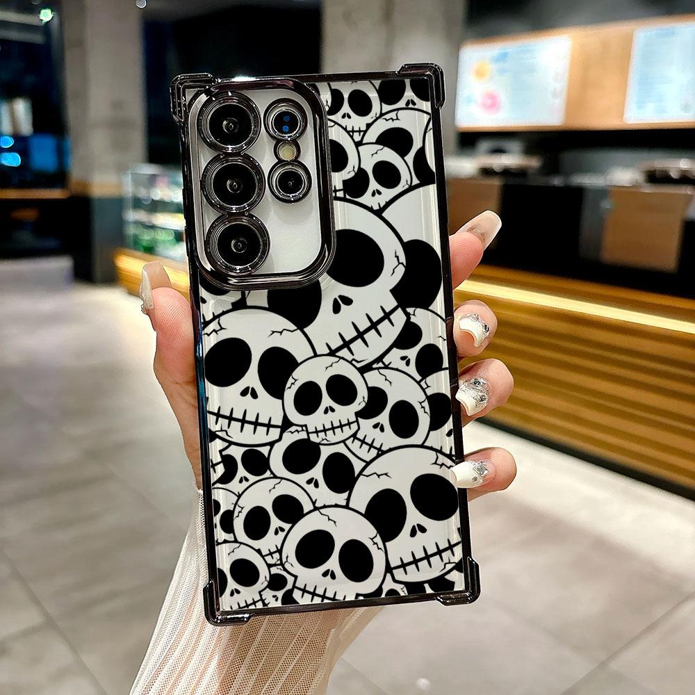 Horror Black Skull Skeleton Coque For Galaxy S26 Ultra Phone Case For Samsung S26 S25 S24 S23 S21 Ultra S20 FE S25 Plus 5G Cover