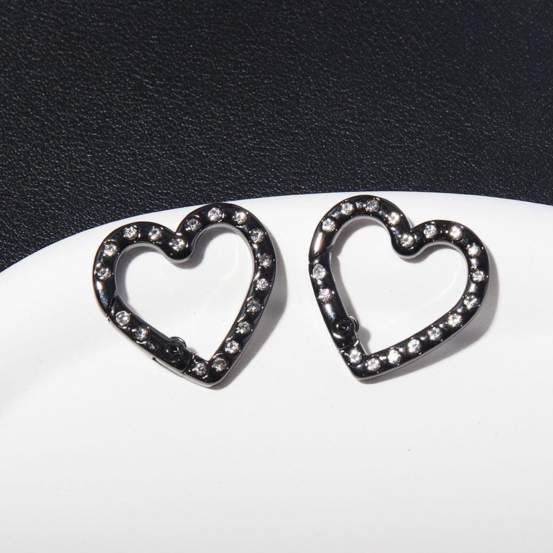 Double-Sided Rhinestone Heart Buckle Keychain & Pendant Bracelet