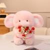 Adorable Sweet Elephant Hold Rose Bouquet Plush Doll Soft Stuffed Little Elephant With Flower Plushie Toy Cute Gift For Kids